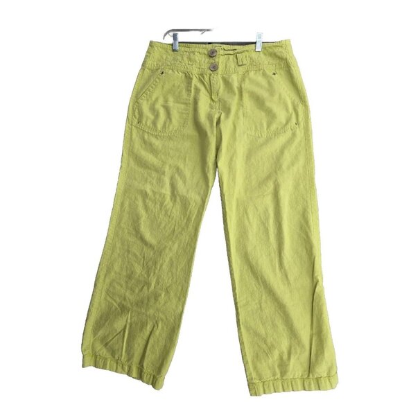 Millet Mountains By Experience Hemp Cotton Hiking Pants SZ 10 Chartreuse  Capri - Picture 1 of 10